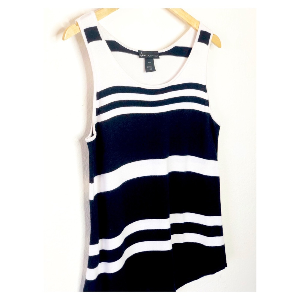 Lane Bryant Black and White Striped Sweater Vest - Picture 4 of 4